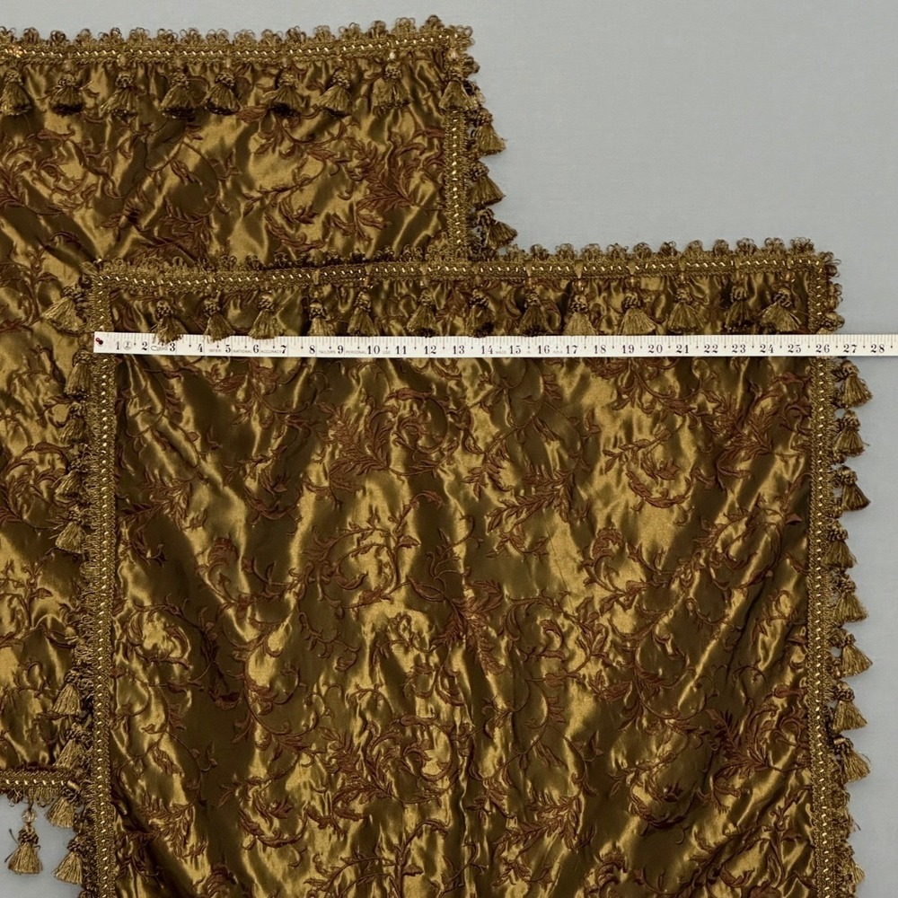 Michael Amini Pontevedra Euro Pillow Shams Set 2 Olive Gold Tassel Trim 26x26 - Picture 3 of 8
